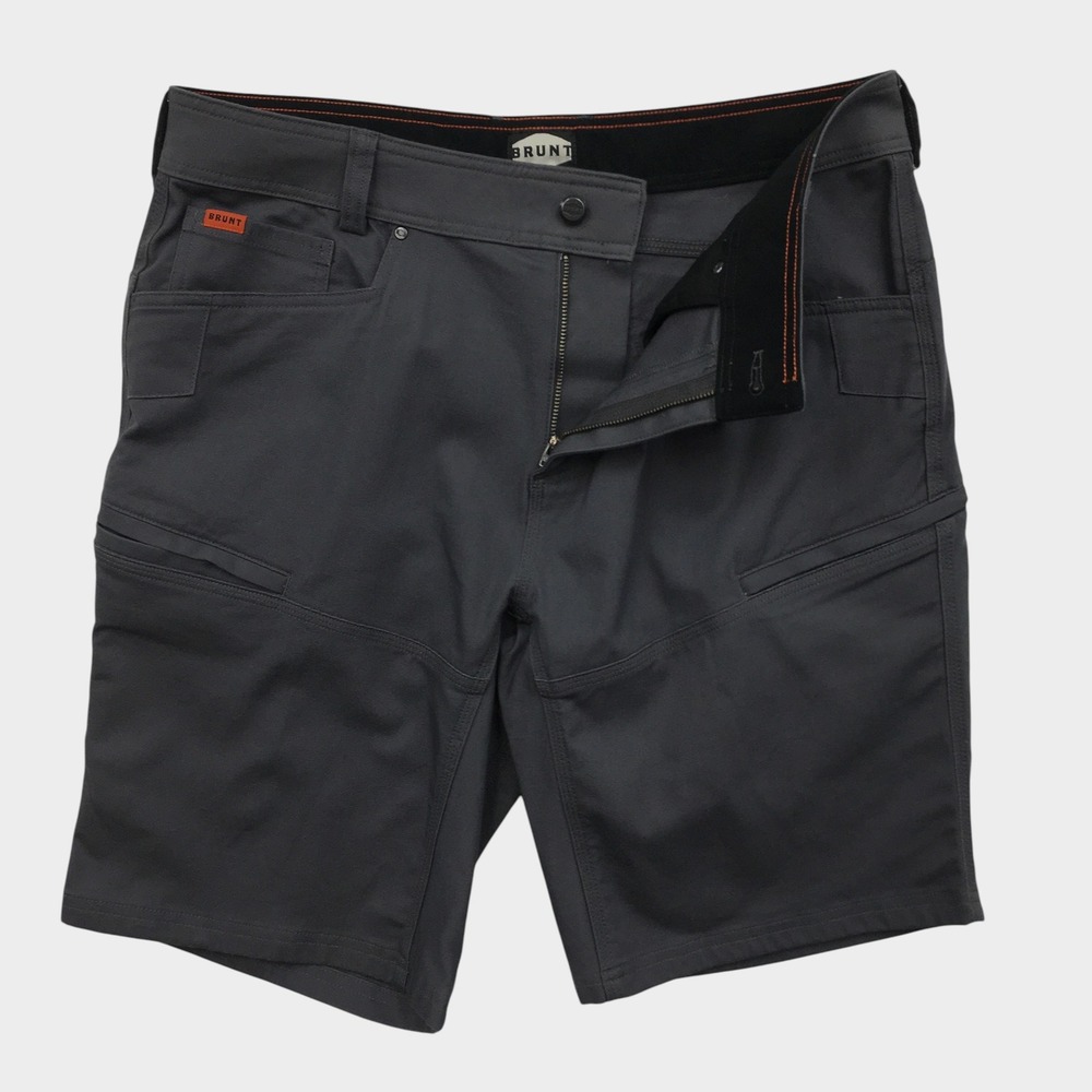 Brunt Workwear Mens Grey Utility Cargo Stretch Canvas Shorts Size 36 Charcoal